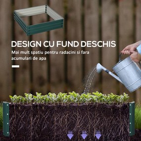 Outsunny Pat de Gradina Suprainaltat Galvanizat Cadru din Otel pentru Cultivare Legume Flori 120x120x30cm Rezistent la Intemperii | Aosom Romania