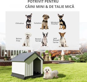 PawHut Niche pentru câine pentru exterior, adăpost impermeabil cu fereastră, din plastic, 62lungime x 61Lățime x 60Înălțime cm, gri | Aosom Romania