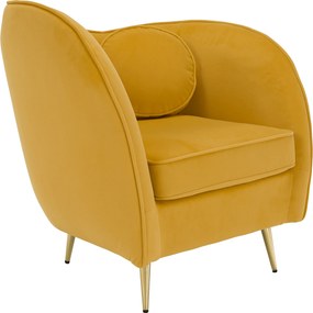 Fotoliu de design, ţesătură Velvet galbenă/gold crom auriu, EZIO