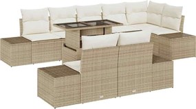 vidaXL Set de canapele pentru grădină 9 pcs Bej Rattan poli