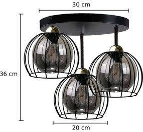 Lustră aplicată SOLO BLACK 3xE27/60W/230V d. 30 cm neagră/aurie