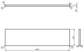Blat sub chiuvetă în culoare naturală din lemn de stejar 140x36 cm Woody – Sapho