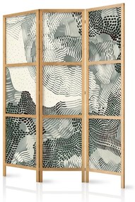 Paravan japonez - Wavy green - monochromatic composition of green spots