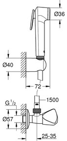 GROHE 26357000 - Set pentru perete cu robinet unghiular, crom lucios