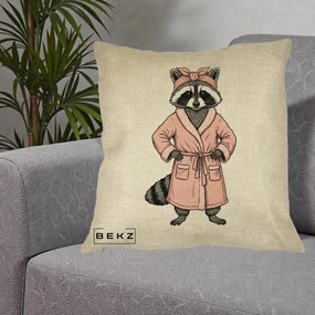 Perna Decorativa Albinuta Kawaii Vesela, 40x40 cm, Crem, Husa Detasabila, Perna Inclusa, BEKZ®