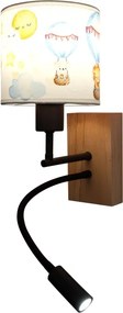 Brilagi - Lampă LED Flex. BOBO WOOD 1xE27/25W/230V + LED/3W stejar/negru/alb/motiv animal.