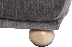 Canapea cu 3 locuri din bumbac, gri, spătar rabatabil, picioare sferice din lemn, material rezistent la pete, 85 x 220 x 111 cm, „Èze”