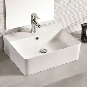 Lavoar pe blat Inter Ceramic Art dreptunghiular alb lucios 52 cm