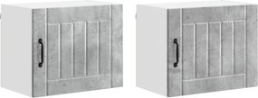 vidaXL Dulap de bucătărie Lucca 2 pcs Gri din beton 50 x 31 x 40 cm