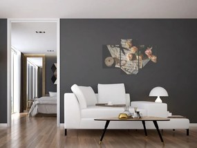 Tablou cu note muzicale și trandafiri (90x60 cm)