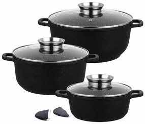 Set 3 oale cu capace 20/24/28 CM 2.3 /4.5/6.8 L Klausberg KB7359, antiaderente, inductie