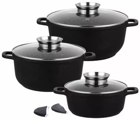 Set 3 oale cu capace 20/24/28 CM 2.3 /4.5/6.8 L Klausberg KB7359, antiaderente, inductie