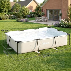 Outsunny Piscină demontabilă tubulară 316x238x66,5 cm 3700 L cu cadru metalic, plasture de reparare, fără filtru, gri | Aosom Romania