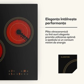 Klarstein Victoria plită vitroceramică, 3 zone, Elegant, atemporal, 5000 W, 45 cm