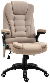Scaun birou Vinsetto cu 6 puncte de masaj si functie de incalzire si reglabil pe inaltime, bej | Aosom Romania