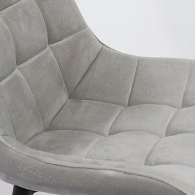 Scaun living gri deschis BUC 206 din catifea cu cadru metalic rezistent