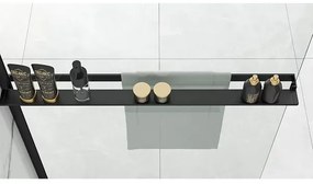 Paravan de dus tip Walk-in Rea Aero 80x195 cm si etajera cu suport negru