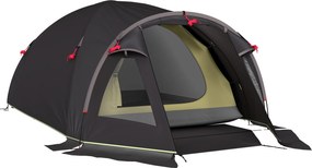 Outsunny Cort de Camping pentru 2-4 Persoane cu 2 Camere, Ușă, Ferestre și Geantă, 330x190x120 cm, Negru | Aosom Romania