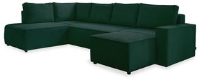 Colțar verde închis extensibil cu tapițerie din catifea reiată (cu colț pe partea stângă /în formă de "U") Brave Dave – Miuform