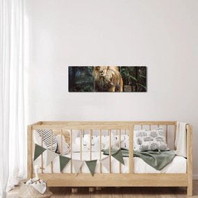 Tablou cu leu în natură (cu ceas) (90x30 cm)