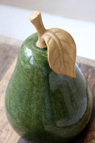 Decorațiune din ceramică în formă de pară verde închis, H28 cm, Ø17,5 cm