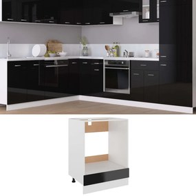 Dulap pentru cuptor, negru extralucios, 60 x 46 x 81,5 cm, PAL negru foarte lucios, Dulap pentru cuptor, 1