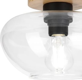 Plafonieră FLO WOOD 1xE27/15W/230V, stejar/transparent, Ø 22 cm