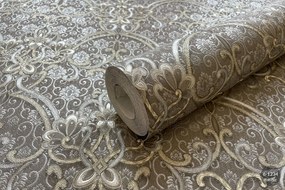 Tapet dormitor, vinil stil baroc, gri, model Andreas