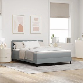 vidaXL Pat cu arcuri cu saltea gri deschis 140x200 cm țesătură