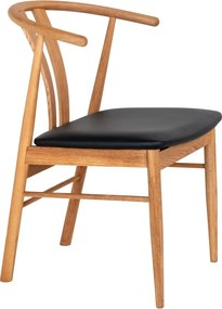 Scaun de dining negru/în culoare naturală din imitație de piele Artenara – House Nordic