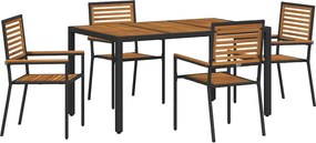 vidaXL Set de masă pentru grădină 5 pcs Negru și Maro poliratan