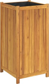 vidaXL Jardinieră de grădină cu căptușeală, 50x50x100 cm, lemn acacia