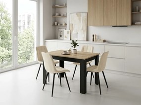 Scaun de masa SPLIT VELVET cu picioare negre, bej deschis
