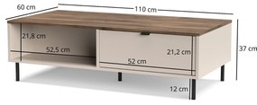Măsuță de cafea Eliminados (cașmir + stejar castello) . 1116837