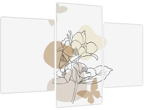 Tablou - Flori bej cu fluture N⁰1 (90x60 cm)