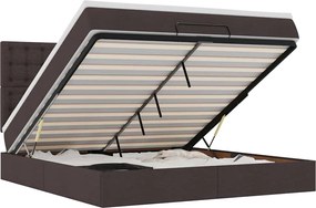 vidaXL Cadru de pat otoman cu saltea țesătură maro închis 160x200cm