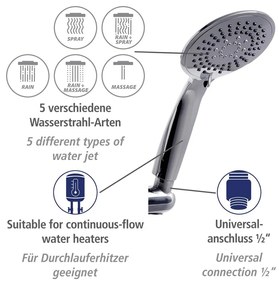 Set de duș argintiu lucios din oțel inoxidabil 66 cm Young – Wenko