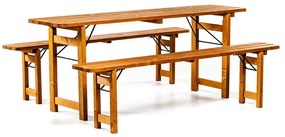 Set de bere pliabil Premium, 195 cm, grosime blat 40 mm din lemn masiv, finisaj cireș