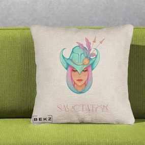 Perna Personalizata Zodiac Sagetator Cowgirl, 40x40 cm, Bej Canapea, Husa Detasabila, Perna Inclusa, BEKZ®