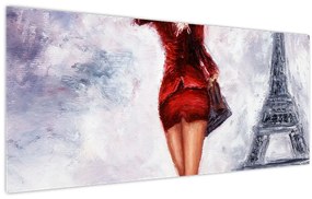Tablou - Femeie și Turnul Eiffel (120x50 cm)