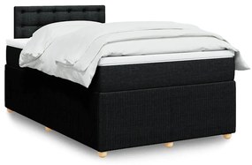 vidaXL Pat box spring cu saltea, negru, 120x190 cm, catifea