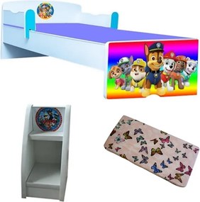 Pat copii Paw Patrol cu saltea si etajera Cadou