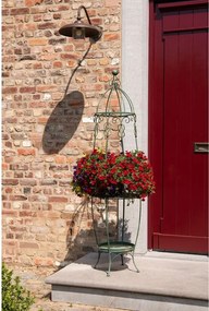 Suport decorativ plante, verde, din metal, aspect vintage, "Hearts"