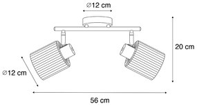 Plafonieră cu spoturi neagră cu sticlă fumurie 2 lumini reglabile - Laura