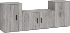 vidaXL Set dulap TV, 3 piese, gri sonoma, lemn prelucrat