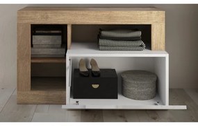 Bancă LENOR 91 x 209 cm, alb/maro