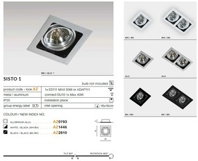 Spot incastrabil directionabil de tavan/plafon SISTO 1 ALU