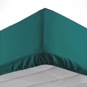 Cearceaf verde închis din bumbac cu elastic 160x200 cm Lina – douceur d'intérieur