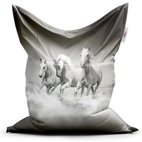 Sac de șezut Classic cai albi - pentru copii, gri