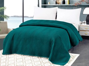 Cuvertura de pat catifelata turcoaz cu model ARROW VELVET Dimensiune: 200 x 220 cm